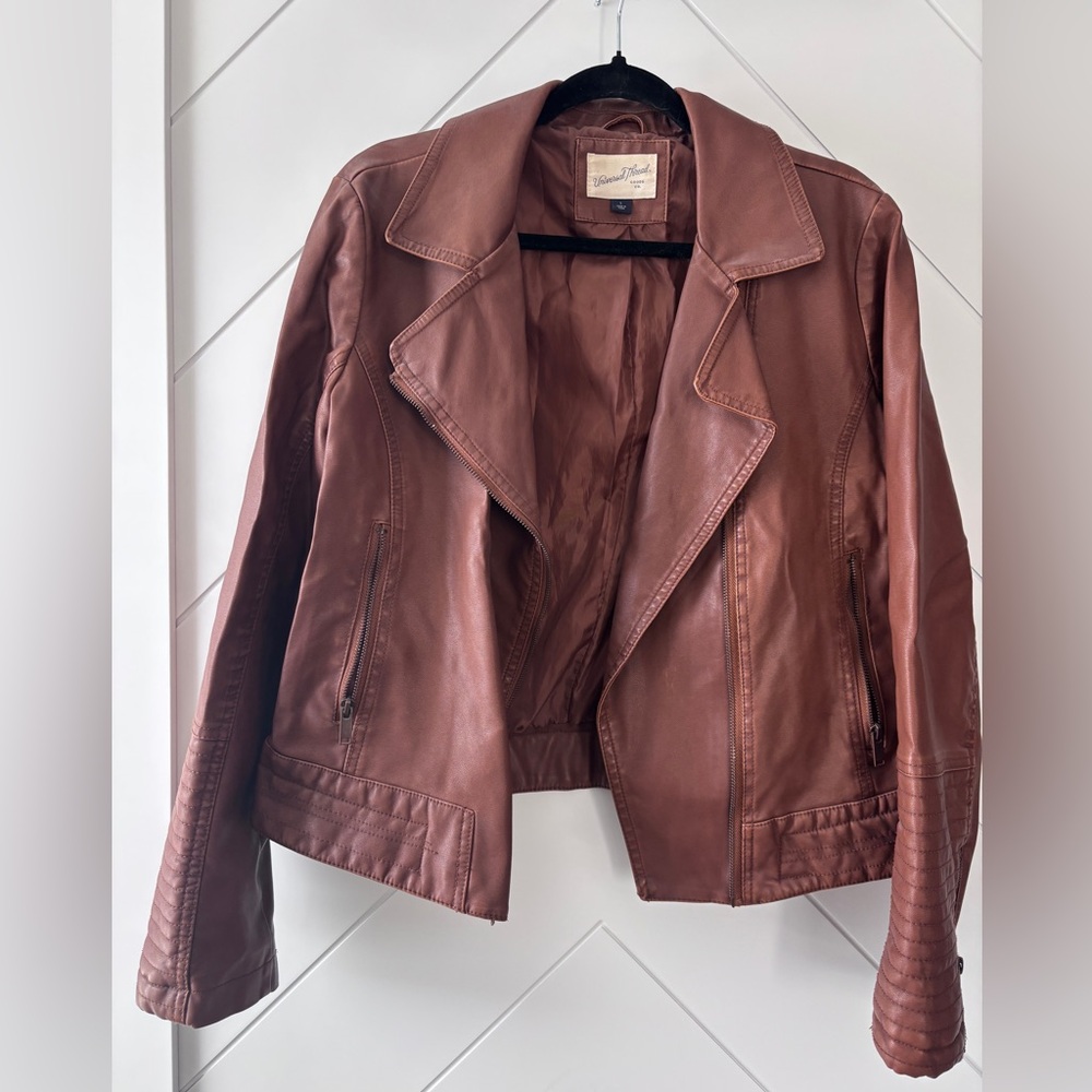 Women's Brown Faux-Leather Jacket